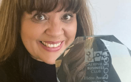 Lisa Angus receives ‘Hero Award’ from the Caerphilly Business Club